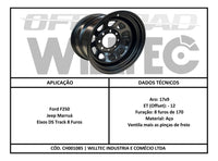 Roda Daytona Black Aro 17 Tala 9 Furação 8x170 Offset -12 Jeep Marruá