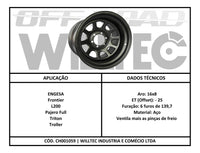 Roda Daytona Black Aro 16 Tala 8 Furação 6x139.7  Offset-30 Nissan Frontier