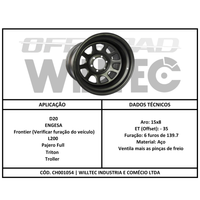 Roda Daytona Aro 15 Tala 8 Furação 6x139 Off Set-35 Chevrolet D20