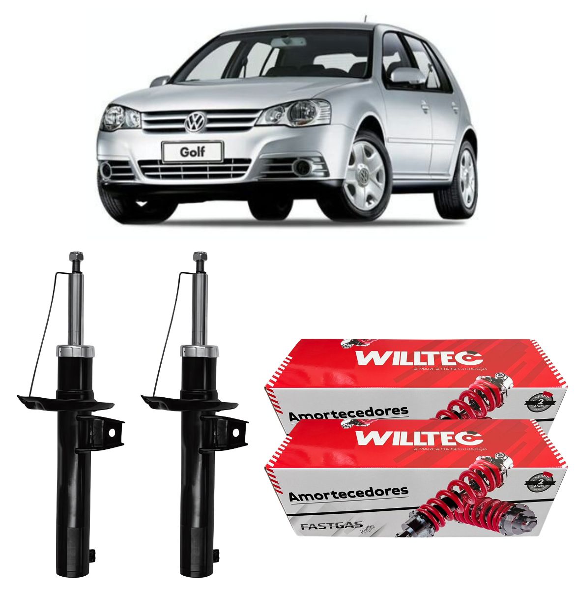 Par Amortecedor Dianteiro Vw Golf 2010 A 2014