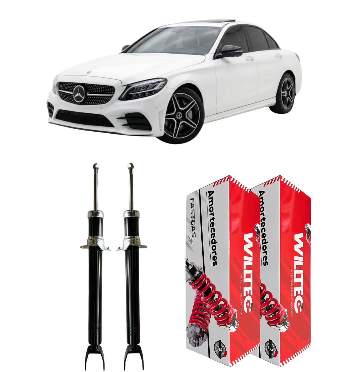 Par Amortecedor Dianteiro Mercedes-Benz Classe C W205 C200 2014 Em Diante