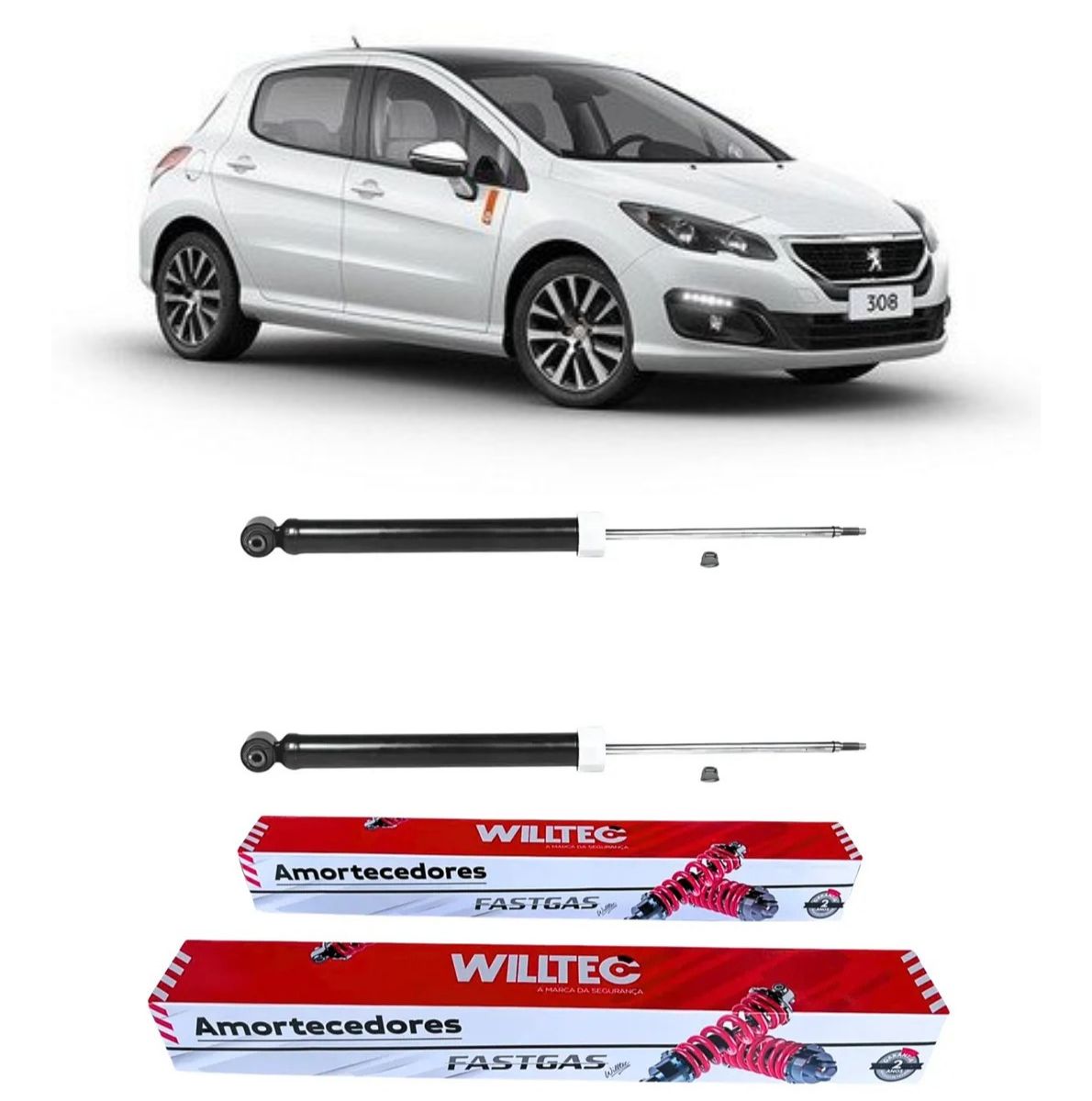 Par Amortecedor Traseiro Peugeot 308 2012 A 2018