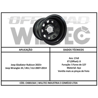 Roda Daytona Aro 17 Tala 9 Furação 5x127 Offset 0 Jeep Gladiator Rubicon 2023 em diante